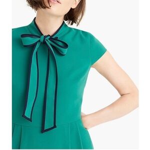 J. Crew Teal Aline Kelly Green Dress with Tie Neck Bow Size 10